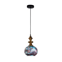 Fos Lighting Contemporary Dark Blue Marble Globe Glass Hanging Light-CapitalGAntq-MarbleDarkBlue-HL1-21