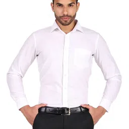 DESIGN UP Men Comfort Cutaway Collar Solid Cotton Linen Slim Fit Formal Shirt-image-32