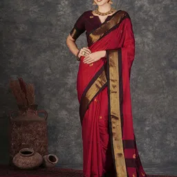 DIVASTRI Ethnic Motifs Zari Silk Blend Banarasi Saree-picture-11