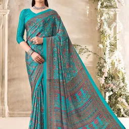 DURGA EMPORIO Floral Pure Crepe Saree-image-29