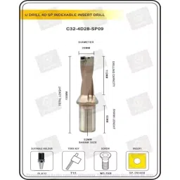 A.D INTERNATIONAL Indexable Insert U Drill Through Coolant 28 mm x 4D x 32 mm Weldon Shank with Free 10 Pcs Carbide Inserts, 10-JAI-UD28-3 image 2