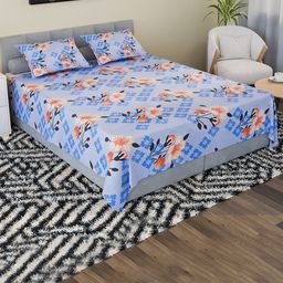 Kuber Industries Blue & Orange Printed 100 TC Cotton King Bedsheet Set 2.74 m x 2.28 m-image-23