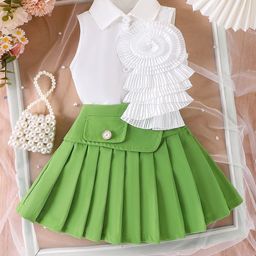 YK Girls Colourblocked Corsage Fit & Flare Dress-picture-39