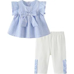 KPOP Girls Checked Short Sleeves Top & Trousers With Bow Detail-image-54
