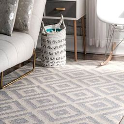 CARPETIFY Grey Geometric Anti-Skid Polyester Carpet-picture-0