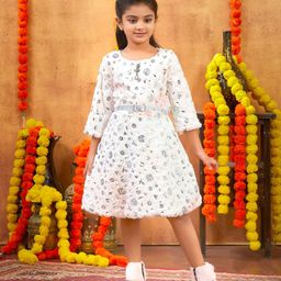 BAESD Girls Self Design A-Line Knee Length Dress-image-98