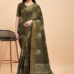 HERE&NOW Floral Printed Zari Saree-picture-11