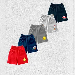 KidBee Kids Pack of 5 Regular Fit High-Rise Cotton Shorts-picture-7