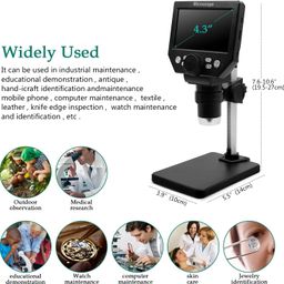 ETZIN LCD Digital Microscope, 1000X Electronic Video Microscopes with 4.3 Inch Display Screen 8 Adjustable LED Lights, 1080P Coin Magnifier and Adjustable Bracket, for Phone, Circuit Board EPL-1290IM image 5
