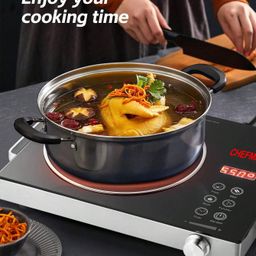 Chefman Infrared Cooktop with Touch Panel, Energy-Efficient, Safety Auto-Off, Overheat Protection, Compatible with All Utensils (Infrared Cooker) image 3