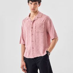 Snitch Boxy Textured Cuban Collar Shirt-image-64