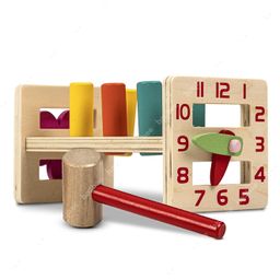 Baybee Wooden Hammer Peg Knock Pounding Bench with Clock - Multicolor-10