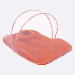 Superminis Velvet Solid Bedding With Mosquito Net -Orange-1
