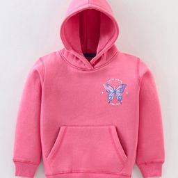Doreme Fleece Full Sleeves Hooded Sweat Jacket Text Print- Pink-picture-17