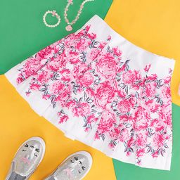 Pantaloons Junior Rose Printed Box Pleated Skirt - Off White-image-64