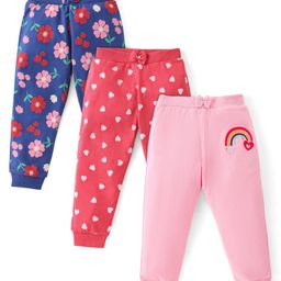 Babyhug Cotton Full Length Lounge Pants Striped Pack of 3 - Pink & Blue-image-6