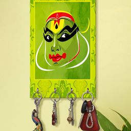 999Store Stylish Wood Wall Mount Decorative Key Holder - Kathakali face-image-75