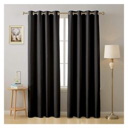 JARS CollectionsSuper Satin Solid Blackout Door Curtains With Metal Grommet Pack of 2Black-image-42