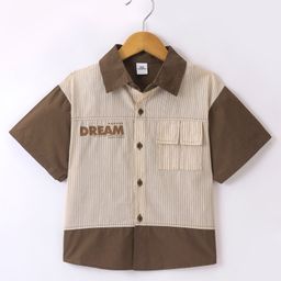 Kookie Kids Woven Half Sleeves Solid Shirt - Coffee Brown-image-41