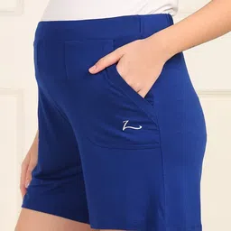 Zelena Viscose Extra Stretchable Solid Maternity Shorts - Blue-picture-7