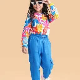 Ollington St. Cotton Knit Full Sleeves Tropical Printed Sweatshirt & Joggers Winter Wear Set - Blue-picture-10