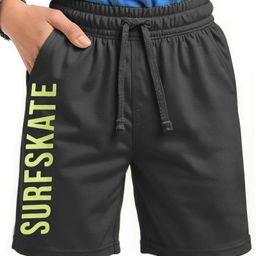 Pine Kids Looper Knit Knee Length Shorts with Text Print - Black-image-41