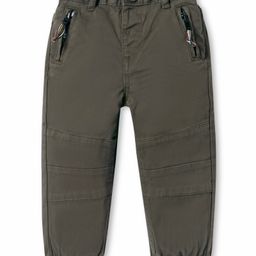 Babyhug Cotton Lycra Woven Full Length Solid Trouser With Stretch - Olive-picture-35