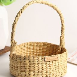 HABEREINDIA Round Gift Hamper Basket | Seagrass Fruit Basket | Serving Basket - Beige-image-21