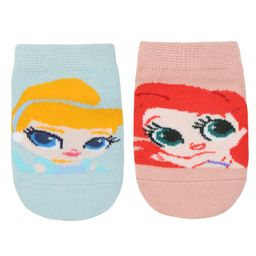 SOCKSXPRESS Cotton Pack Of 2 Disney Princess Featurings Characters Designed Socks - Blue & Pink-6