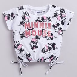 Biskid Sinker Disney Mickey & Friends Featuring Half Sleeves Minnie Mouse Printed Top - White-image-54