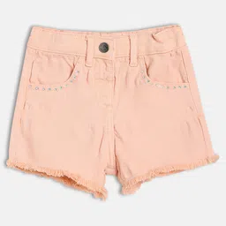 MINI KLUB Cotton Woven Stones Embellished Frayed Shorts - Pink-picture-46