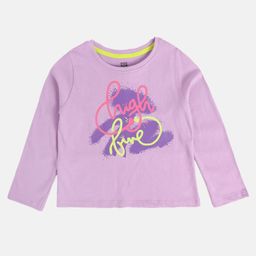 MINI KLUB Cotton Knit Full Sleeves High Five Text Printed Top - Lavender-picture-12