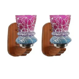 Somil Premium Designer Glass Wall / Night Lamp Elegant & Stylish Dcor Accent for Modern Interiors, color- Pink, Firozi, White, Size:- 17 X 24.5 X 26.5 CM-image-60