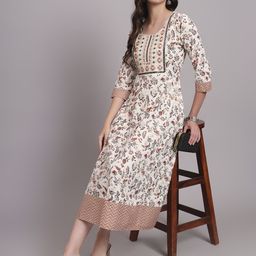 Jaipur Kurti Floral Embroidered A-Line Midi Ethnic Dress-image-70