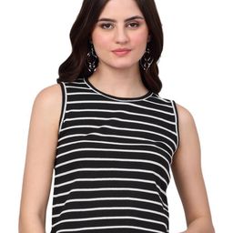 SZN Women Striped Extended Sleeves Monochrome Pockets T-shirt-image-27