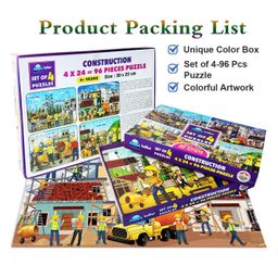 FunBlast Building Construction theme Jigsaw Puzzle for Kids  Set of 4- 96 Pcs image 2