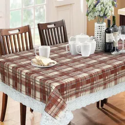 LooMantha Brown Geometric Printed Waterproof Plastic 6-Seater Table Cover-57