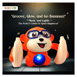 Kidsmate Dancing Monkey Toy for Kids | Tumbling, Rolling & Spinning Toy with Bright LED Lights, Sound Effects | Voice Activation with Motion Sensor | Interactive Play for Toddlers & Kids - Orange image 3