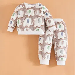 Hopscotch Boys Brown Texture Elephant Night suit-picture-0