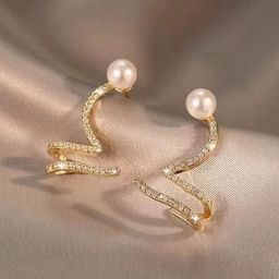 Celestria Contemporary Zircon & Pearls Studded Studs-43