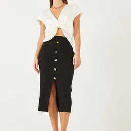 BIANCO LUCCI Straight Midi Skirt-86