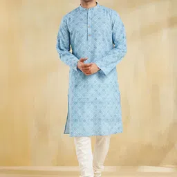 Fabindia Geometric Printed Mandarin Collar Straight Kurta-picture-38