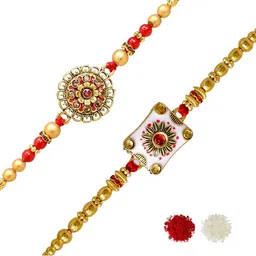 MEIRA JEWELLERY 4-Pcs Rakhi With Roli Chawal & Greeting Card-image-40