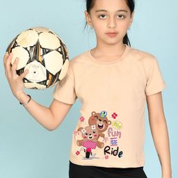 NUSYL Girls Graphic Printed Round Neck Short Sleeves Cotton T-shirt-picture-39