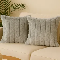 MFD HOME FURNISHING Grey Set of 2 Velvet Square Cushion Covers-picture-41