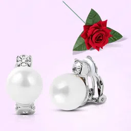 Peora Silver-PlatedCubic Zirconia & Pearls Studded Circular Studs With Rose-image-40