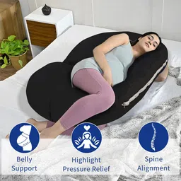 Kuber Industries Black Memory Foam Filled Polycotton Maternity Pillow image 5