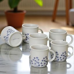Claymistry Blue & White 6 Pieces Printed Ceramic Matte Mug 150 ml each-image-23