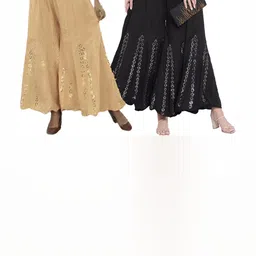 MIXFIT Women Pack Of 2 Embellished Flared High-Rise Pleated Trousers-picture-5