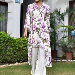 VAASVA JAIPUR Floral Digital Printed Thread Work Tunic With Trousers-1